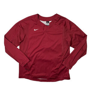 Nike Baseball Windbreaker Mens L Burgundy Vapor Lightweight Long Sleeve Pullover